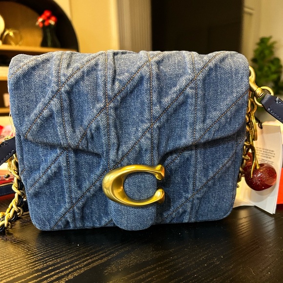 Coach Handbags - COACH Blue Denim Quilted Bag with Gold Accents